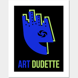 Art Dudette In Blue And Lime Posters and Art